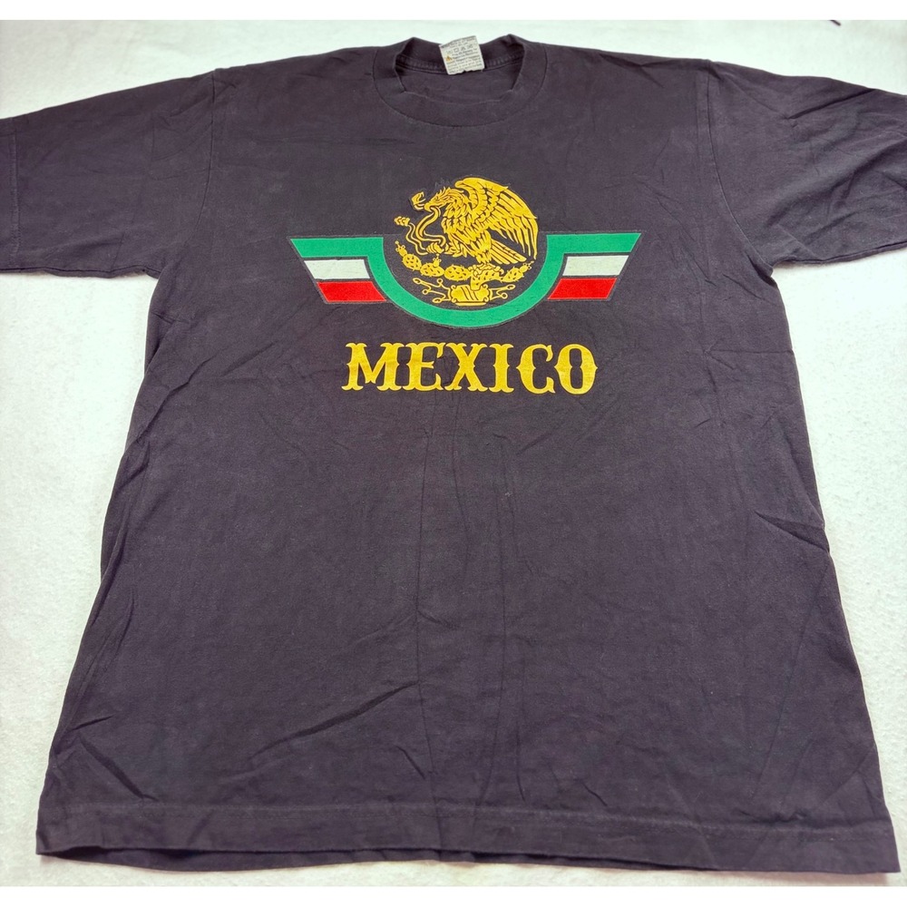 Vintage Pro Athletic Mexico Eagle Flag Graphic T-Shirt Black XL Mens Cotton